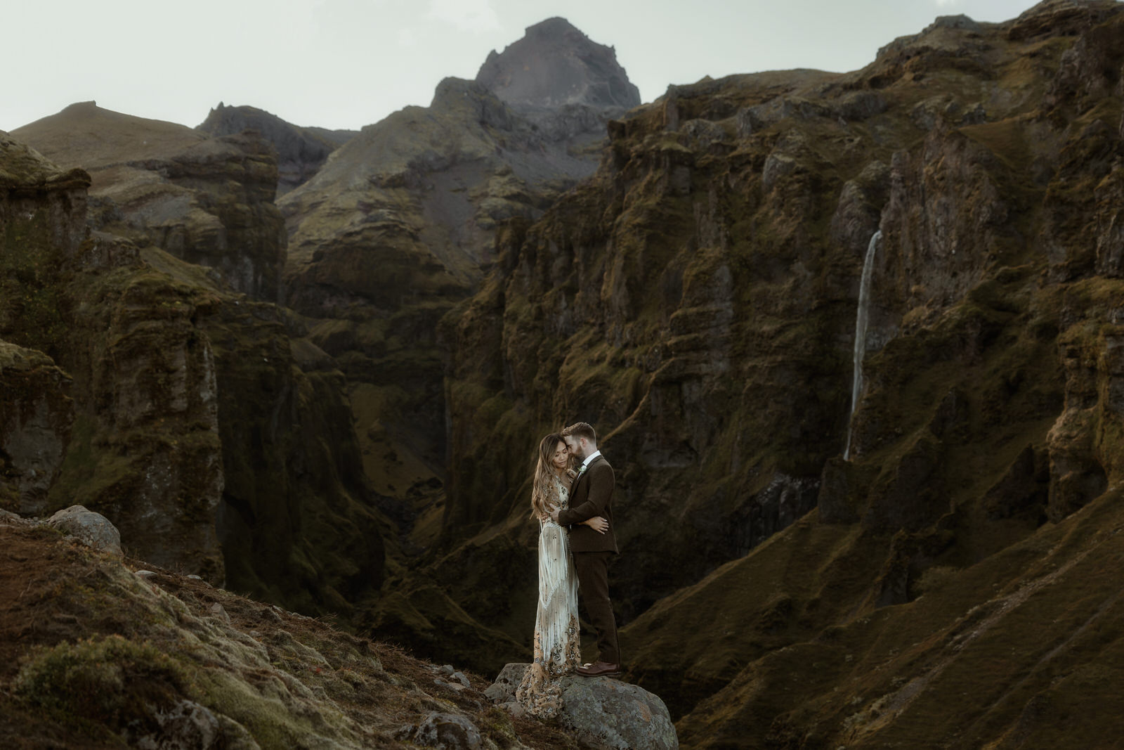 Secret Canyon Iceland elopement photograph of the couple 